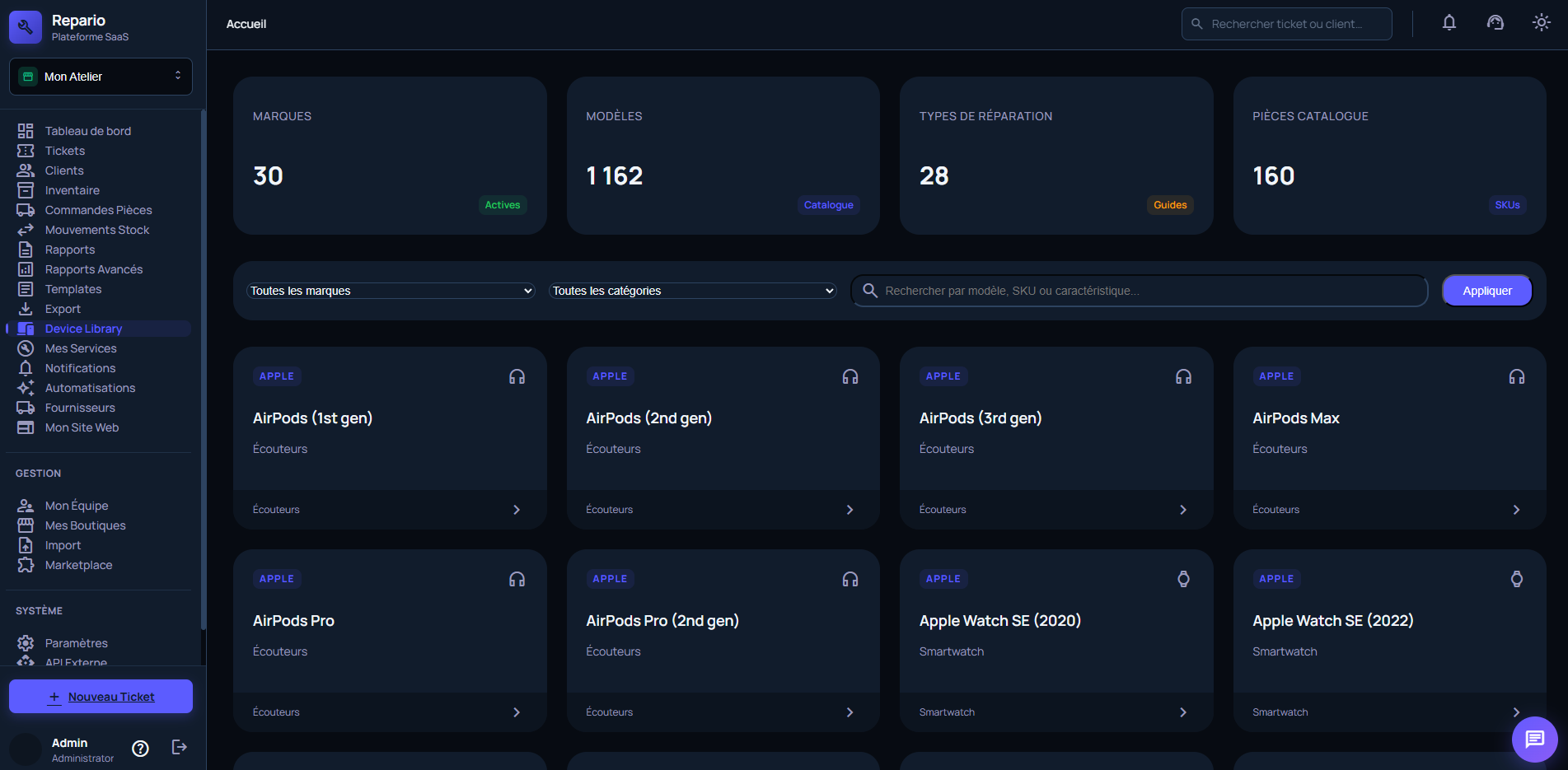 6 000+ appareils référencés, diagnostic assisté — Repario